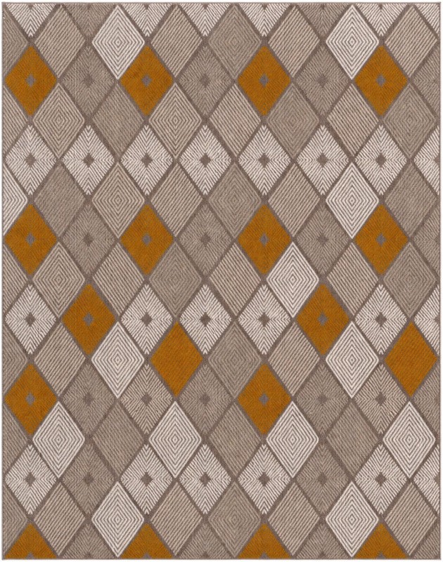 7' 10 x 10' Partridge · Argyle rug, ivory and yellow