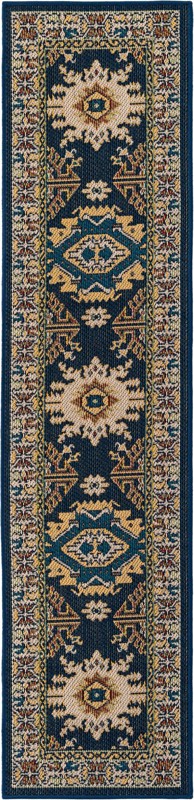 Waxwing · Medallion Outdoor Rug, navy blue