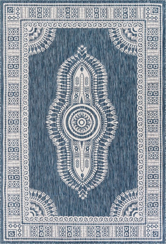 6' x 9' Bainbridge · Border Outdoor Rug, blue