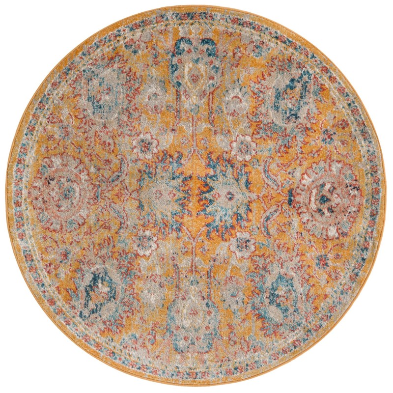 4' x 4' Ansel · Border rug, yellow