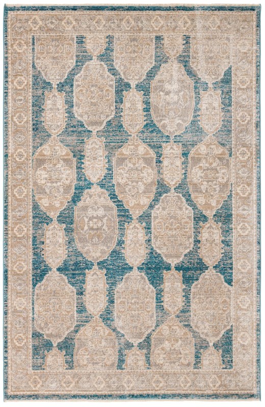 6' x 9' 2 Pullman · Distressed medallion rug, blue and beige