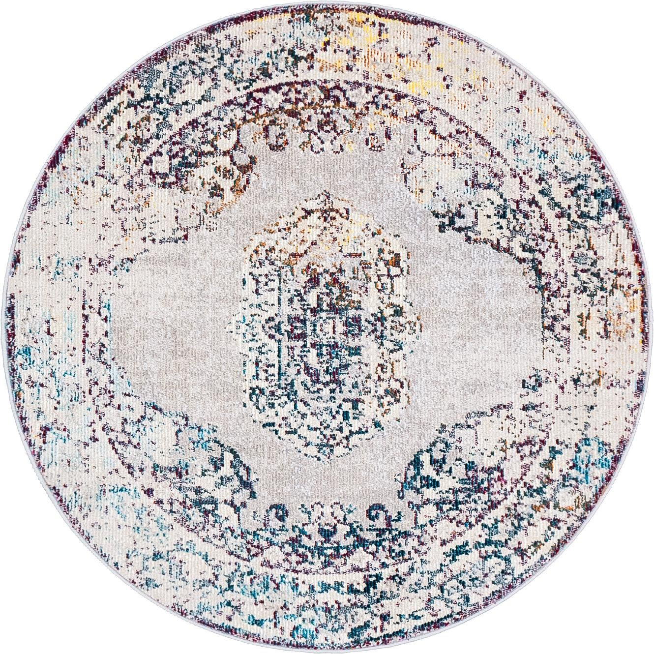4' x 4' Wilkins · Medallion rug, gray