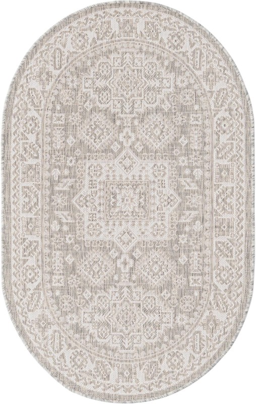 3' x 5' 3 Bellamy · Border Outdoor Rug, light gray