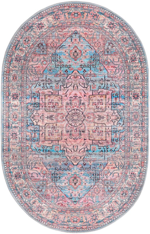 4' x 6' Sawyer · Border Washable Rug, blue