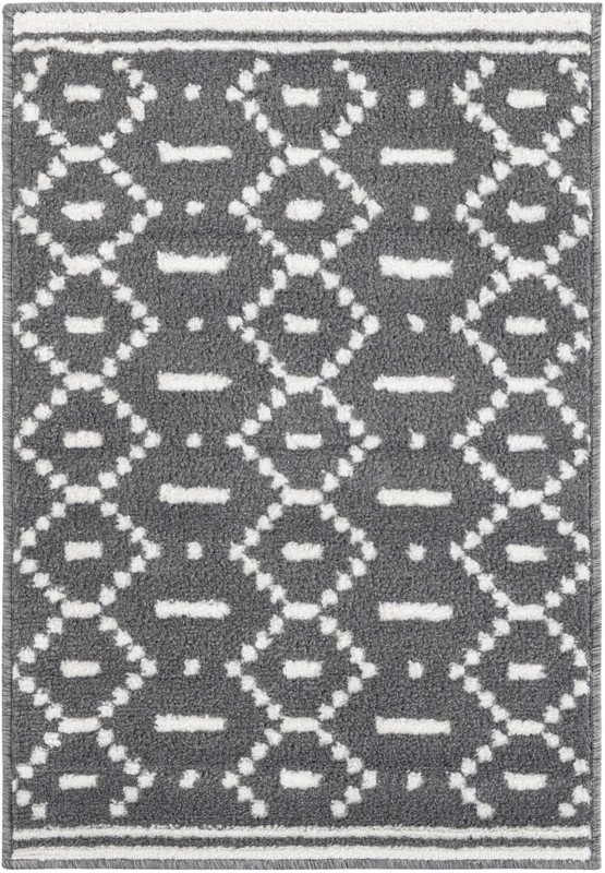 2' x 3' Rankin · Geometric rug, gray and ivory