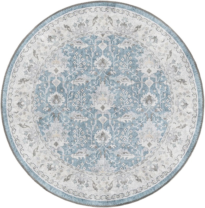 Hobson · Border Washable Rug, teal blue
