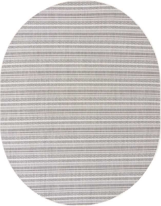 7' 10 x 10' Merlin · Striped geometric Outdoor Rug, beige and black