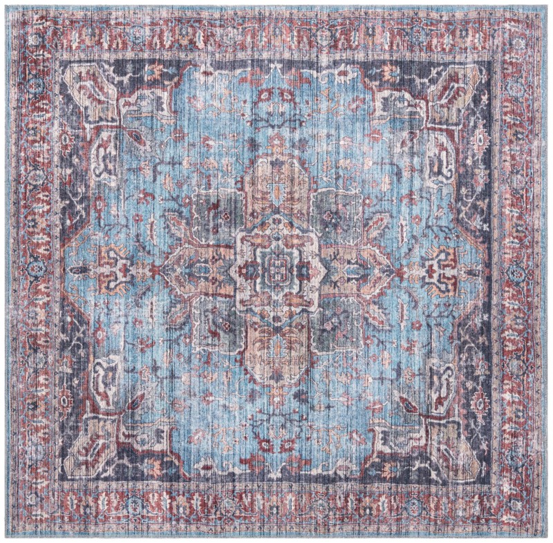 Roarke · Border Washable Rug, blue