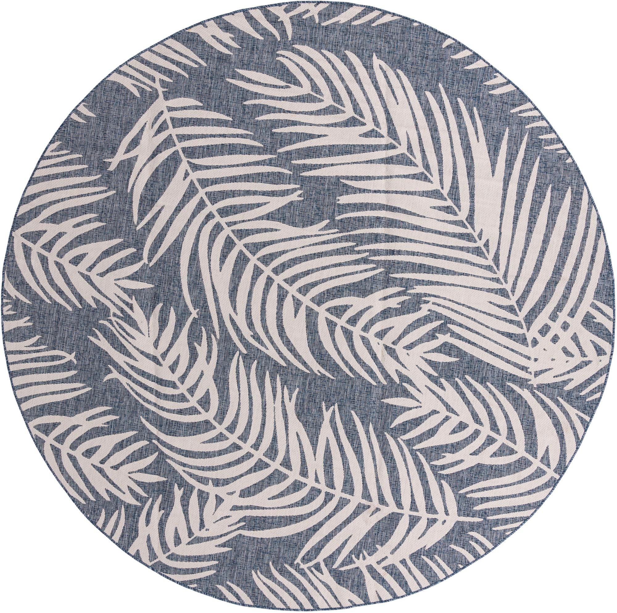 10' 8 x 10' 8 Moody · Floral / botanical Outdoor Rug, blue