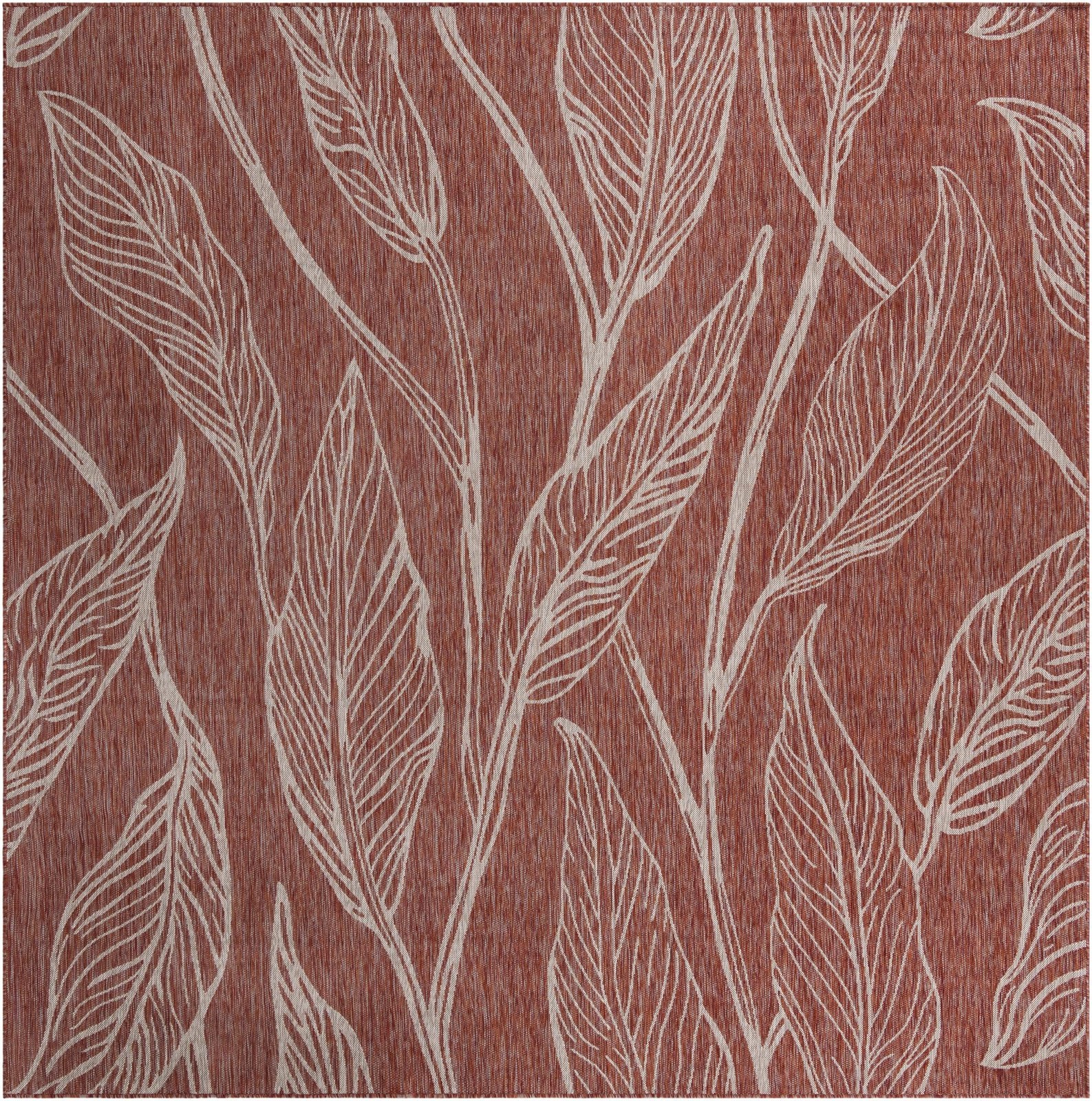 10' 8 x 10' 8 Milton · Botanical Outdoor Rug, rust and ivory