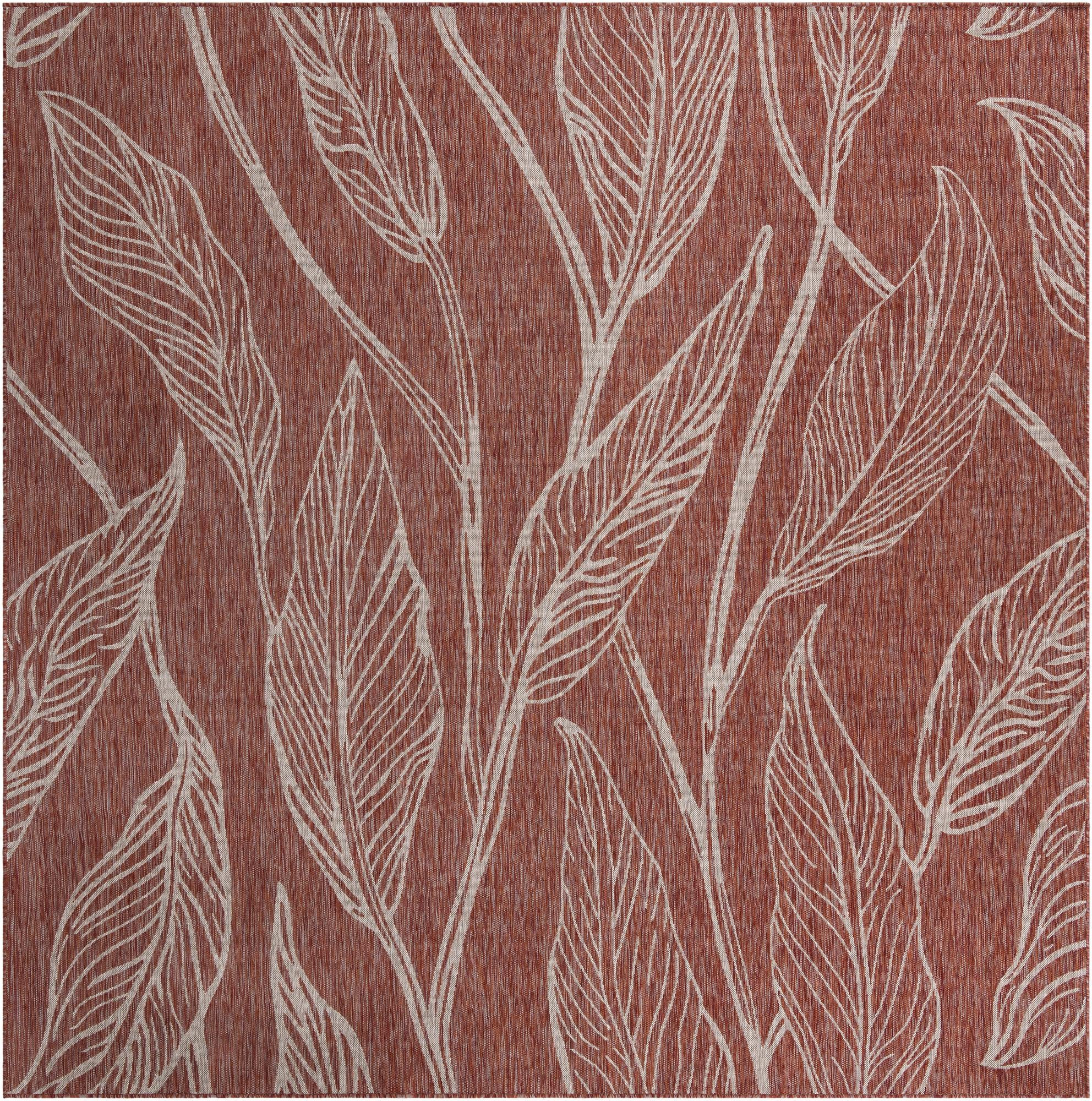10' 8 x 10' 8 Milton · Botanical Outdoor Rug, rust and ivory