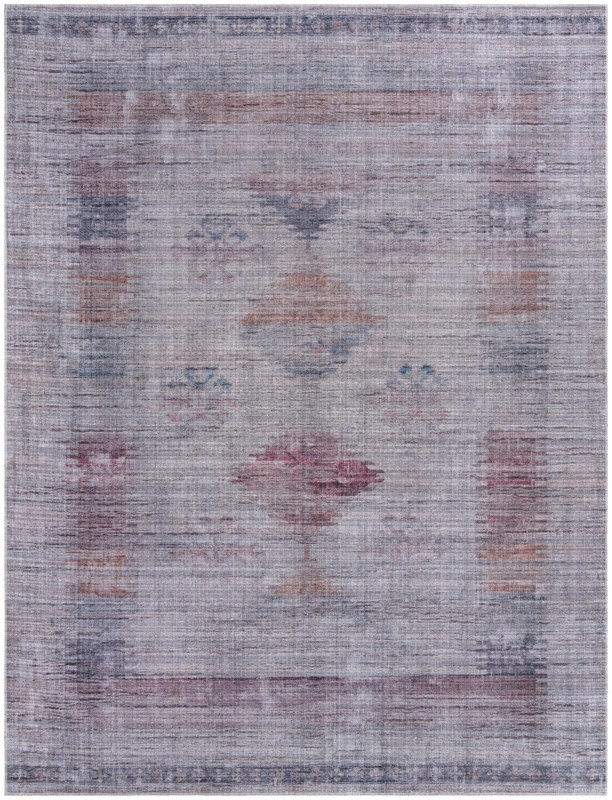 9' 2 x 12' Bascom · Faded tribal Washable Rug, gray and burgundy