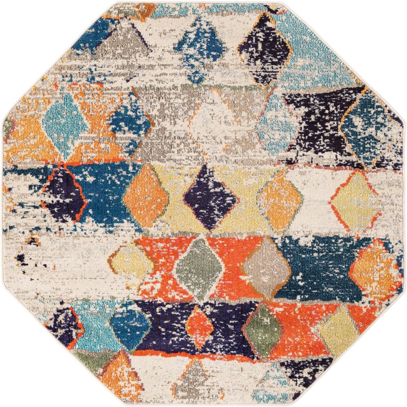 Oakes · Abstract Washable Rug, ivory