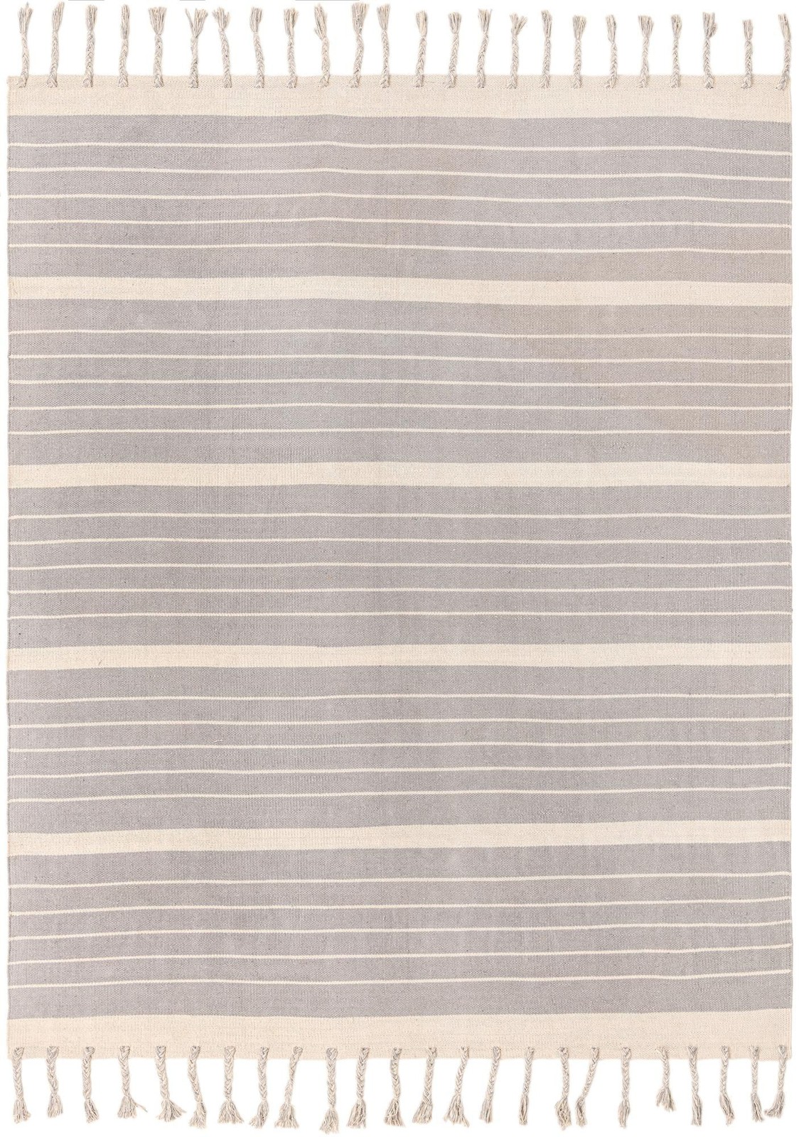 8' x 10' Ottley · Striped Chindi Rug, gray and cream