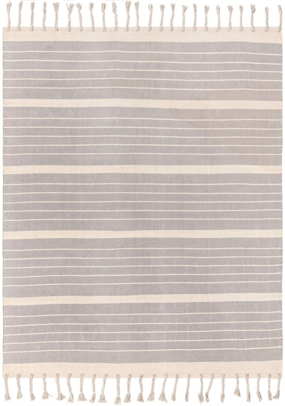 8' x 10' Ottley · Striped Chindi Rug, gray and cream