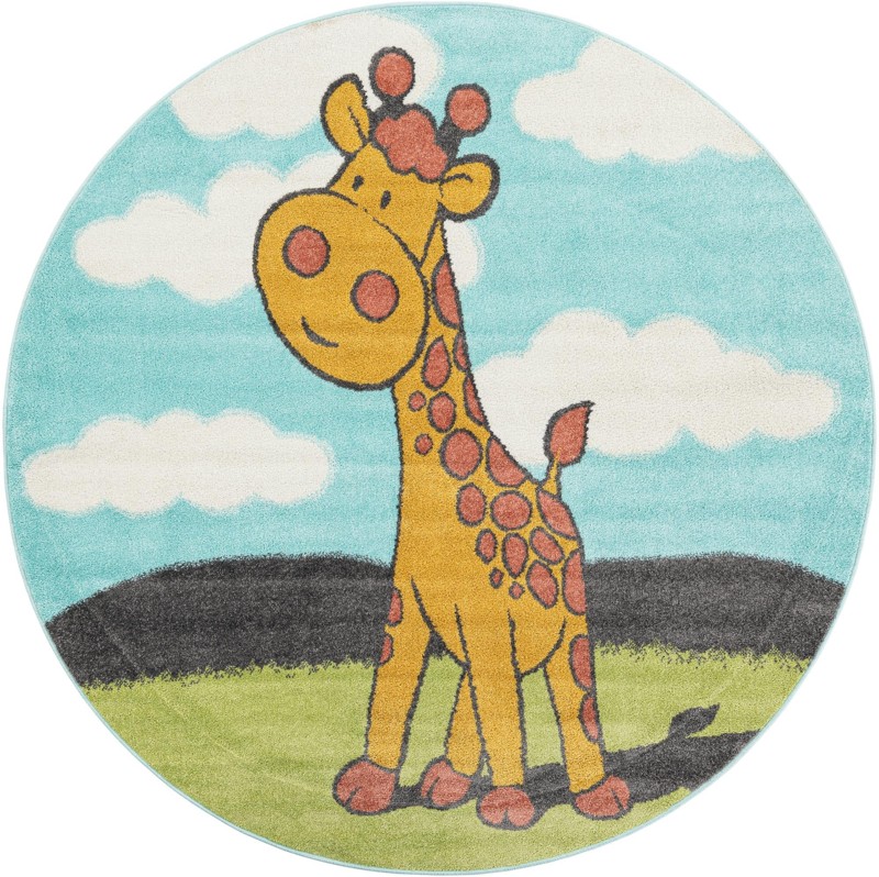 6' 1 x 6' 1 Tennyson · Giraffe rug, blue, yellow and green