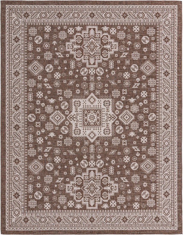 10' x 13' Bellamy · Border Outdoor Rug, brown