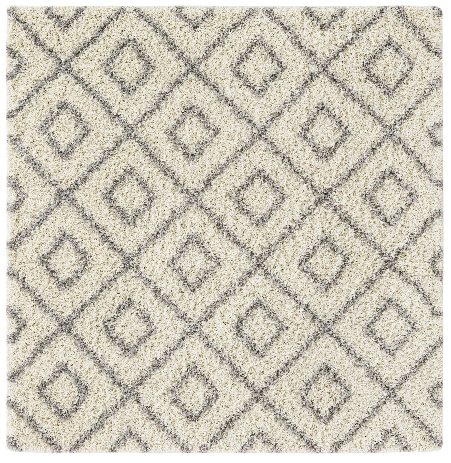 6' x 6' Brock · Diamond Shag Rug, ivory