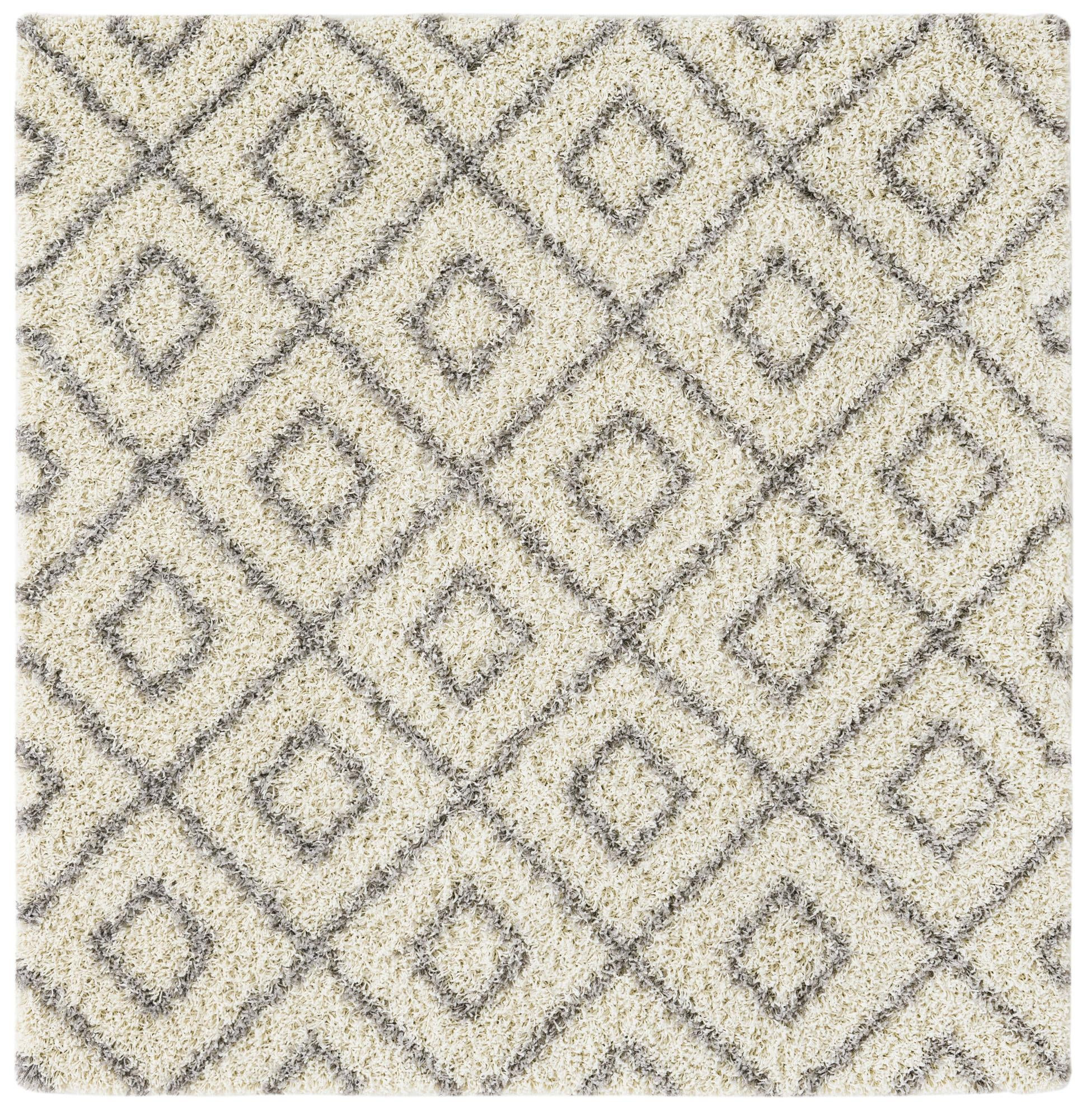 6' x 6' Brock · Diamond Shag Rug, ivory