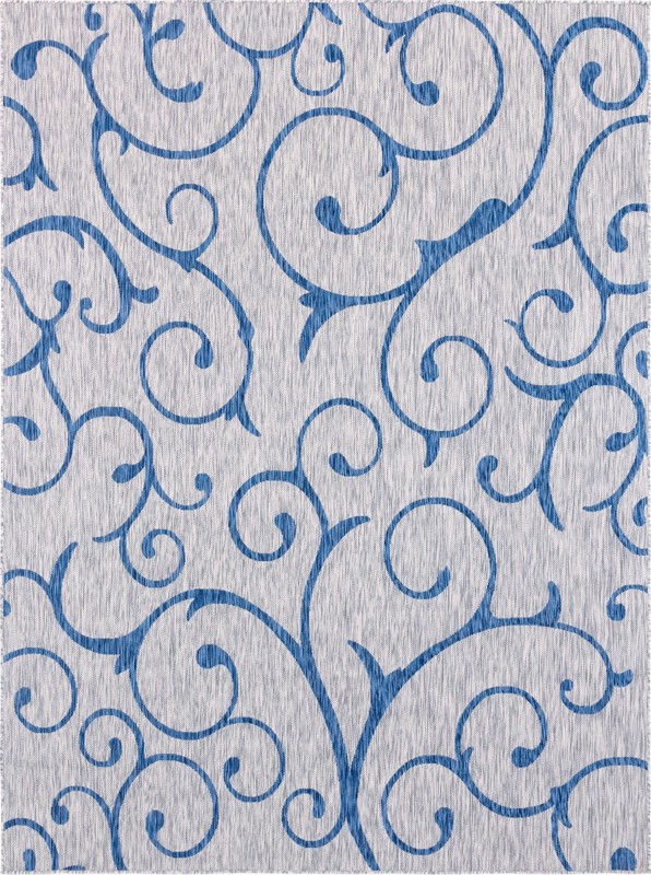 9' x 12' Shale · Floral / botanical Outdoor Rug, gray