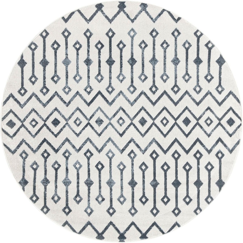 5' 3 x 5' 3 Eugene · Geometric rug, white and navy