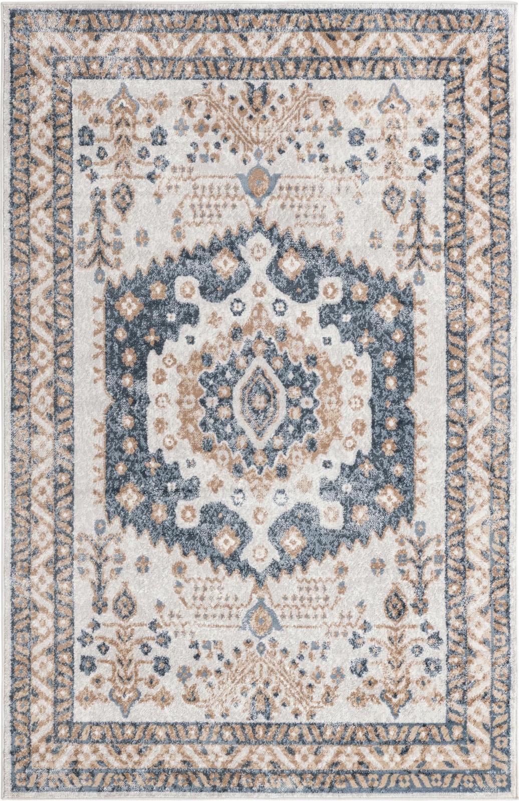 5' 3 x 8' Swallow · Border rug, cream