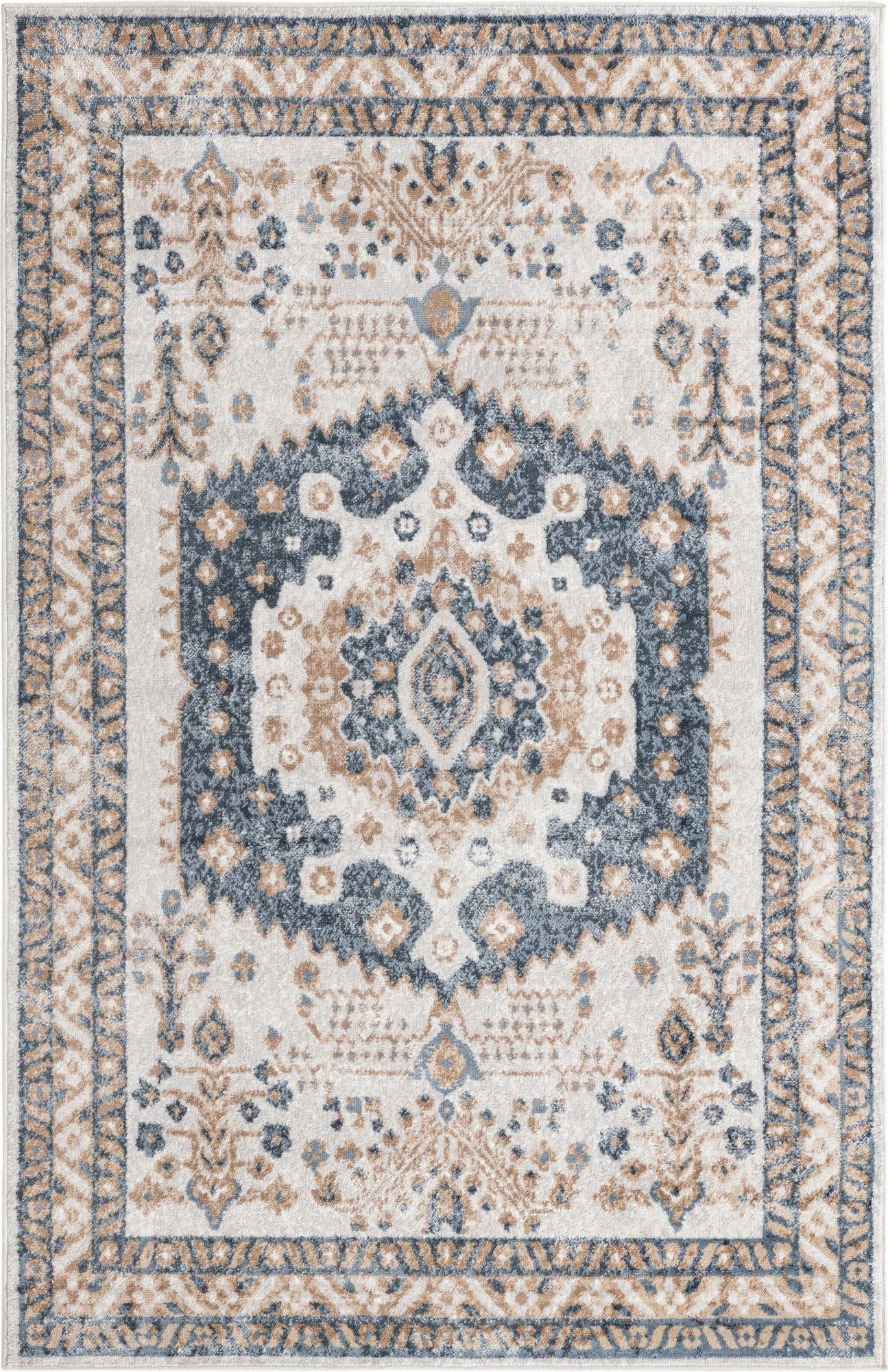 5' 3 x 8' Swallow · Border rug, cream
