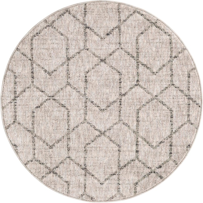 Glenwood · Geometric trellis rug, ivory and gray