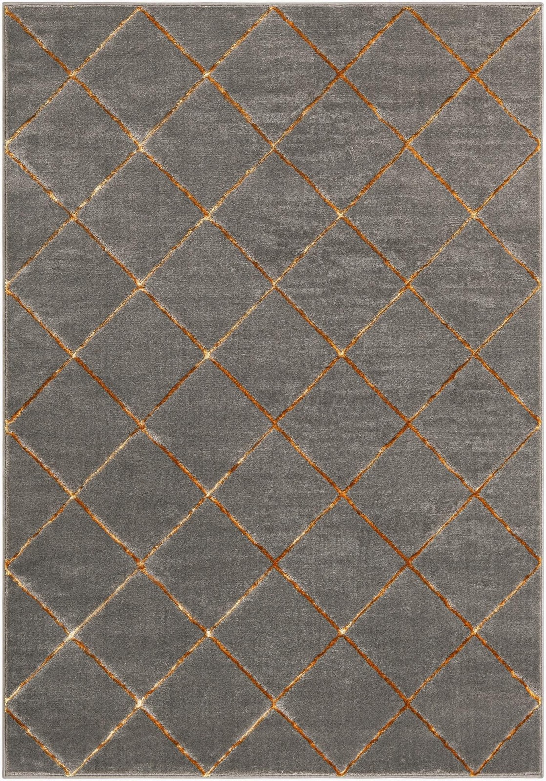 5' 3 x 7' Gilchrist · Diamond trellis rug, gray and gold