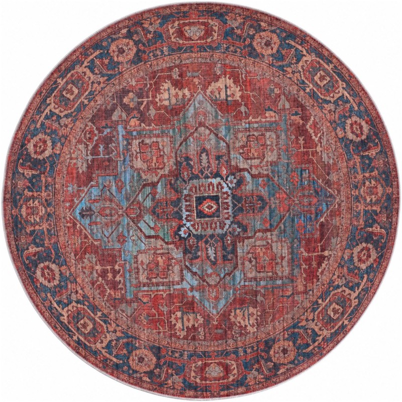 6' x 6' Rathbone · Medallion rug, rust and blue