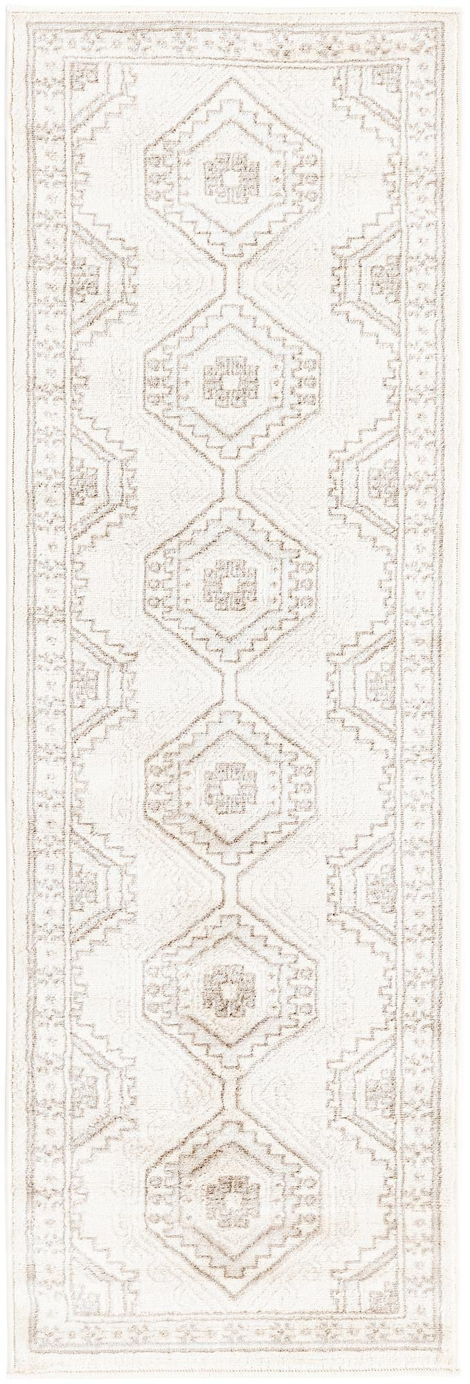 2' x 6' Harmon · Geometric diamond rug, ivory and brown