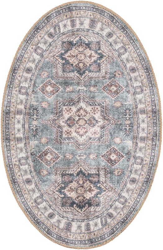 2' x 3' 1 Pickett · Border Washable Rug, soft green