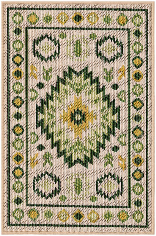 2' x 3' Whitfield · Border Outdoor Rug, beige and green
