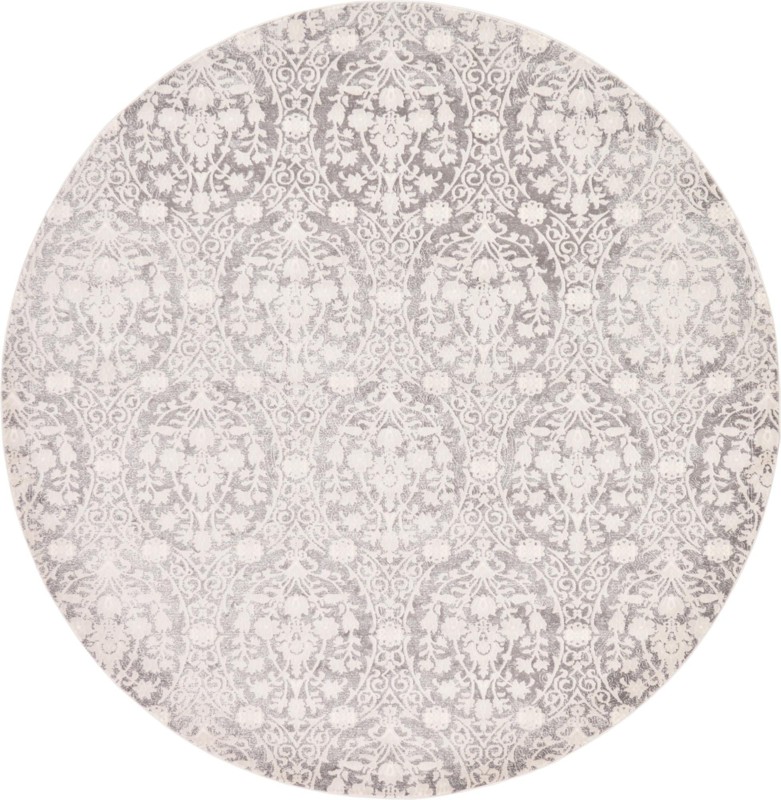 8' x 8' Marrow · Damask rug, light gray and ivory