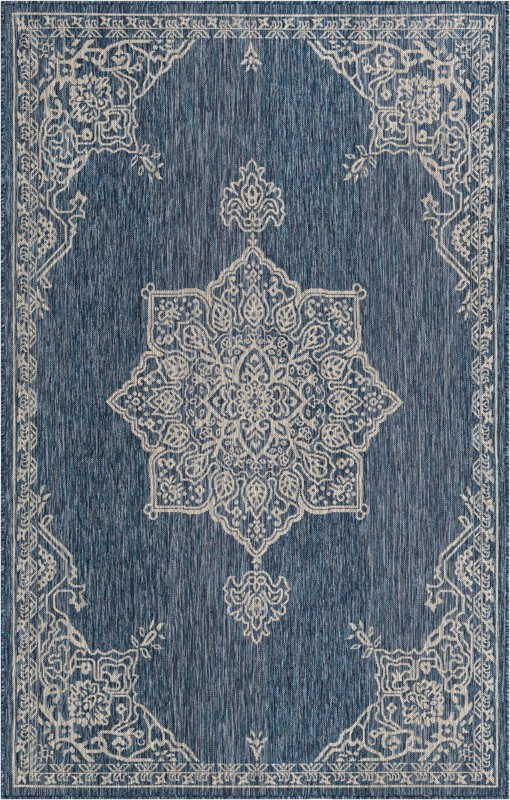 5' 3 x 8' Rhys · Border Outdoor Rug, blue