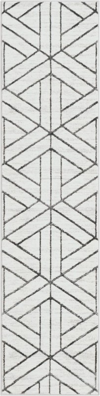 2' x 8' Norwood · Geometric rug, white