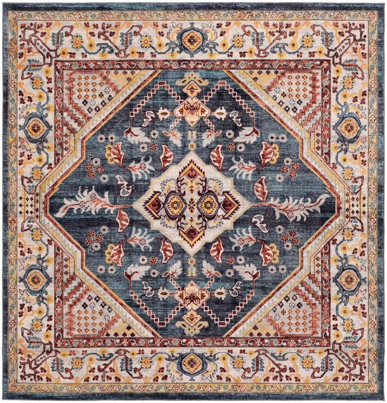 Murray · Border Washable Rug, navy blue