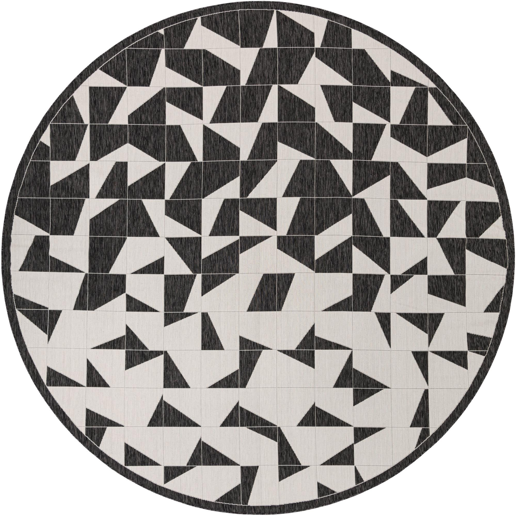 12' x 12' Hildreth · Geometric Outdoor Rug, black and white
