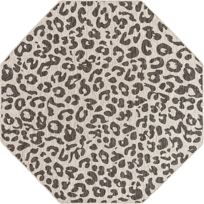 7' 10 x 7' 10 Cardamom · Leopard print Outdoor Rug, gray and cream