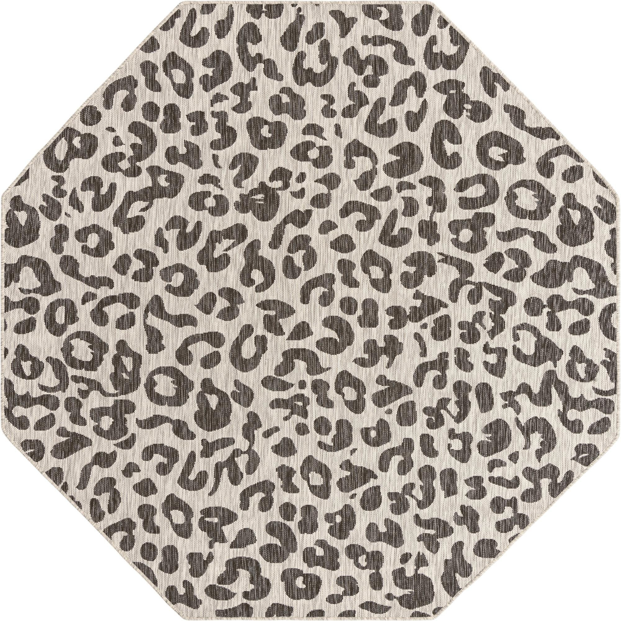 7' 10 x 7' 10 Cardamom · Leopard print Outdoor Rug, gray and cream