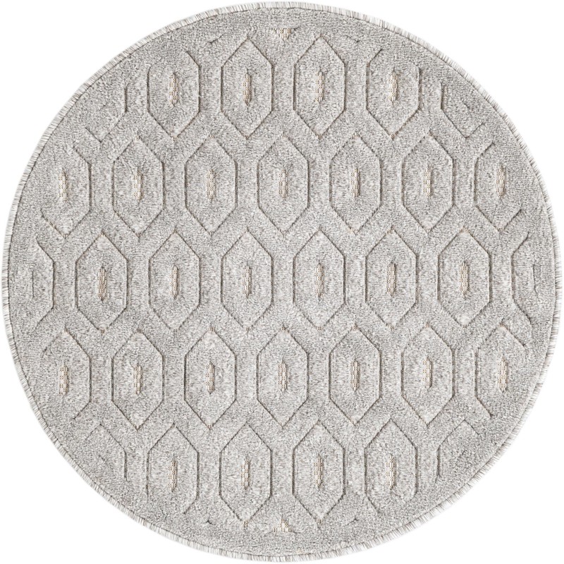 3' x 3' Roanoke · Geometric trellis Outdoor Rug, light gray