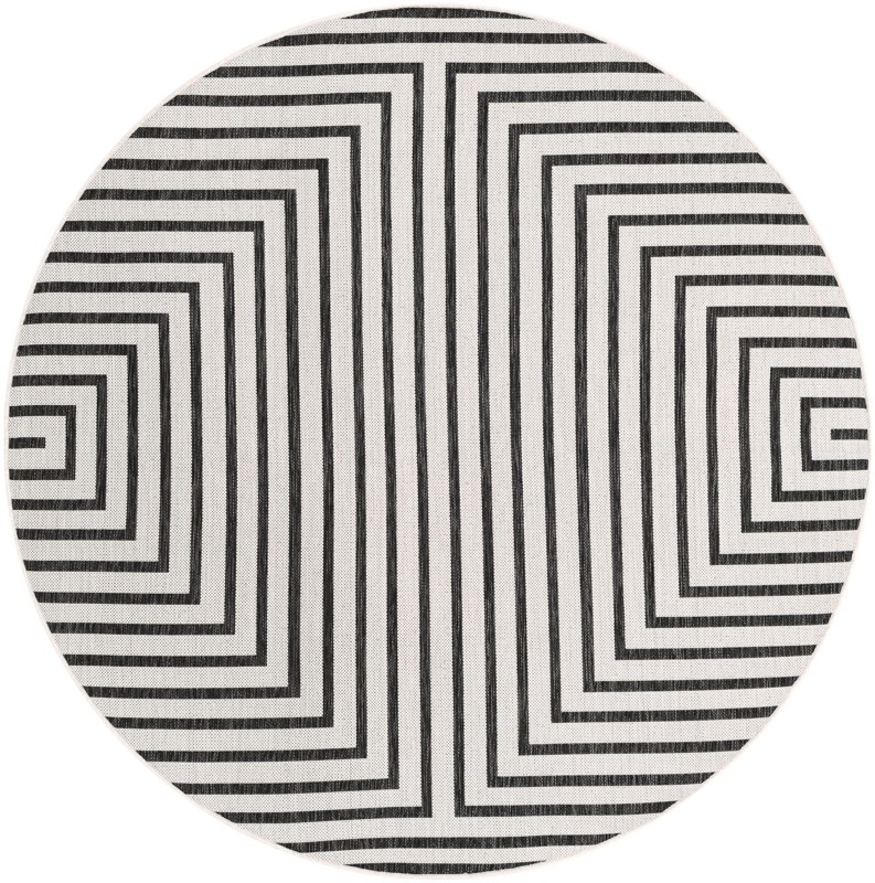 6' x 6' Gorse · Geometric Outdoor Rug, white and black