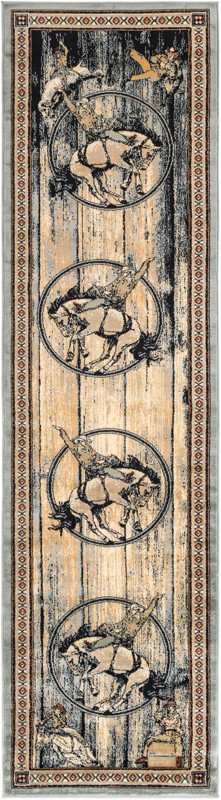 2' 7 x 12' Howell · Border rug, blue