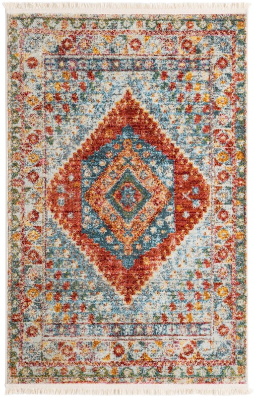 Louisa · Diamond medallion rug, rust and blue