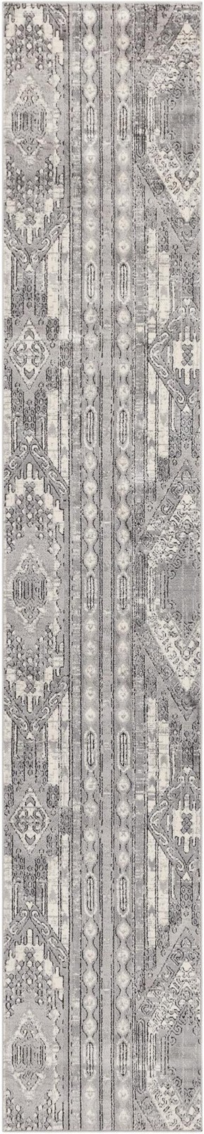2' 2 x 12' Cardinal · Tribal striped rug, gray and cream
