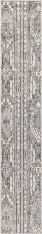 2' 2 x 12' Cardinal · Tribal striped rug, gray and cream