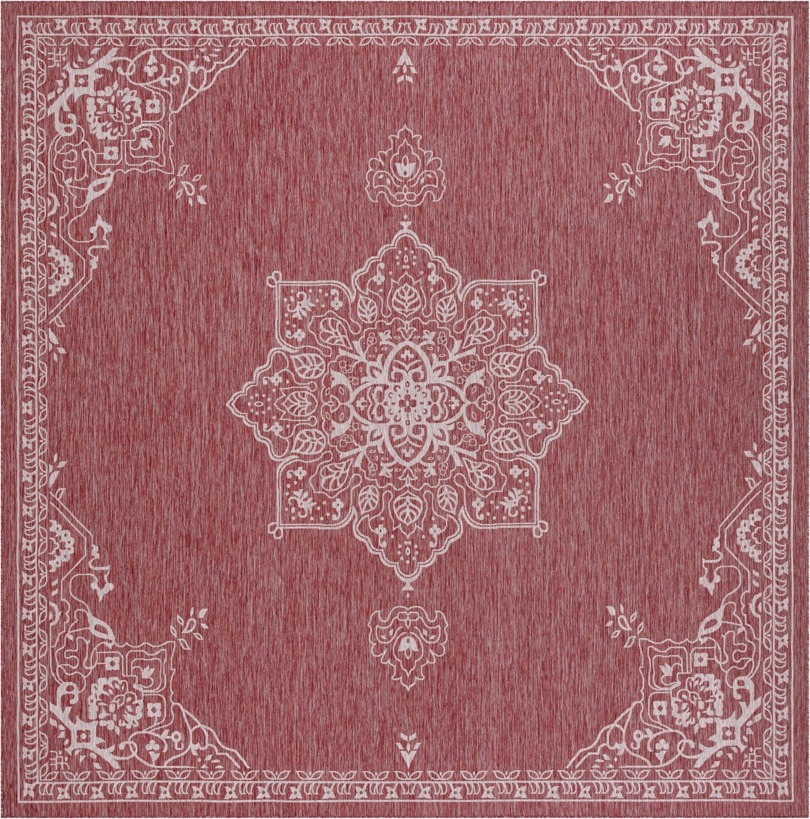 13' x 13' Rhys · Border Outdoor Rug, rustred