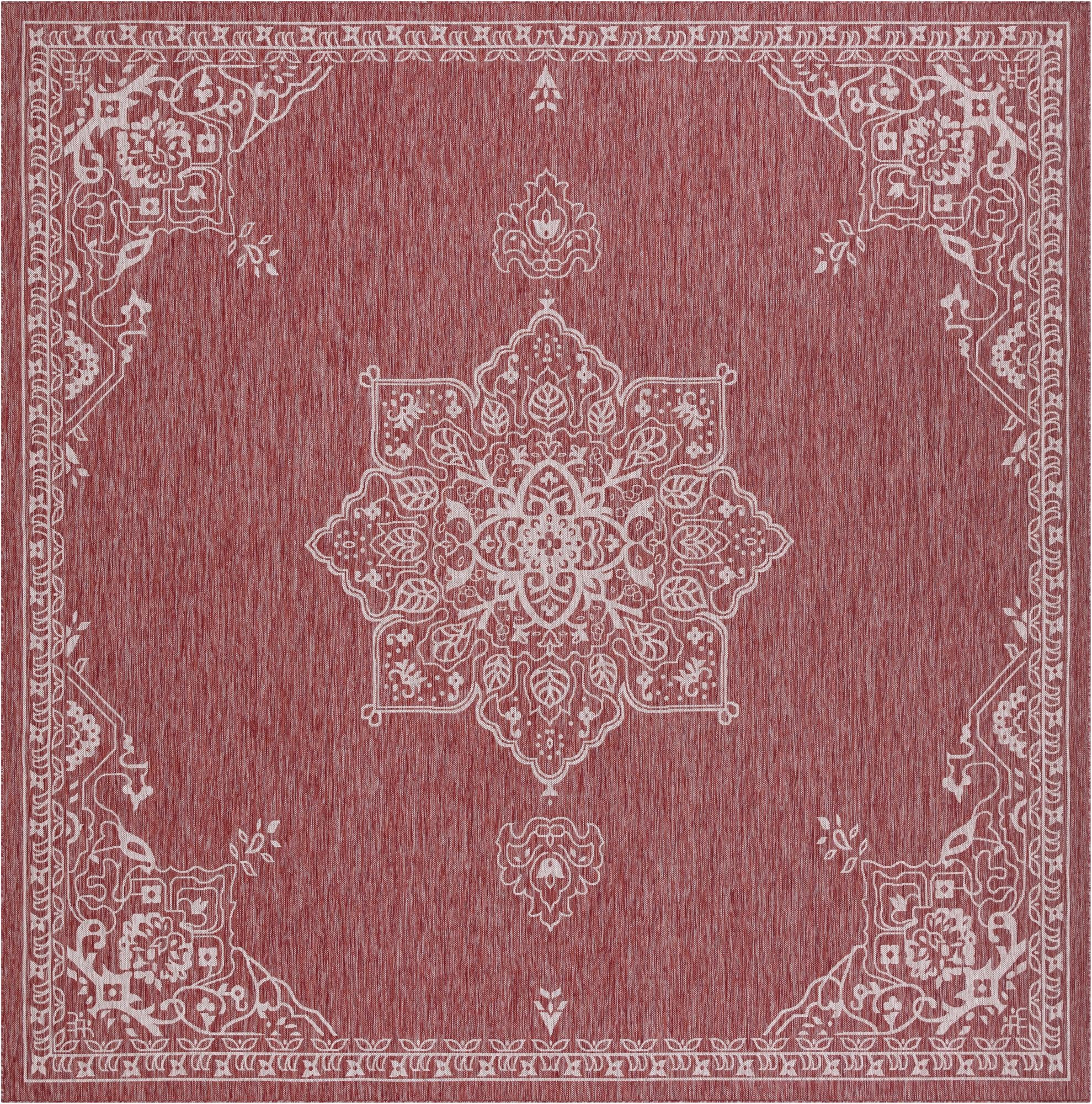 13' x 13' Rhys · Border Outdoor Rug, rustred