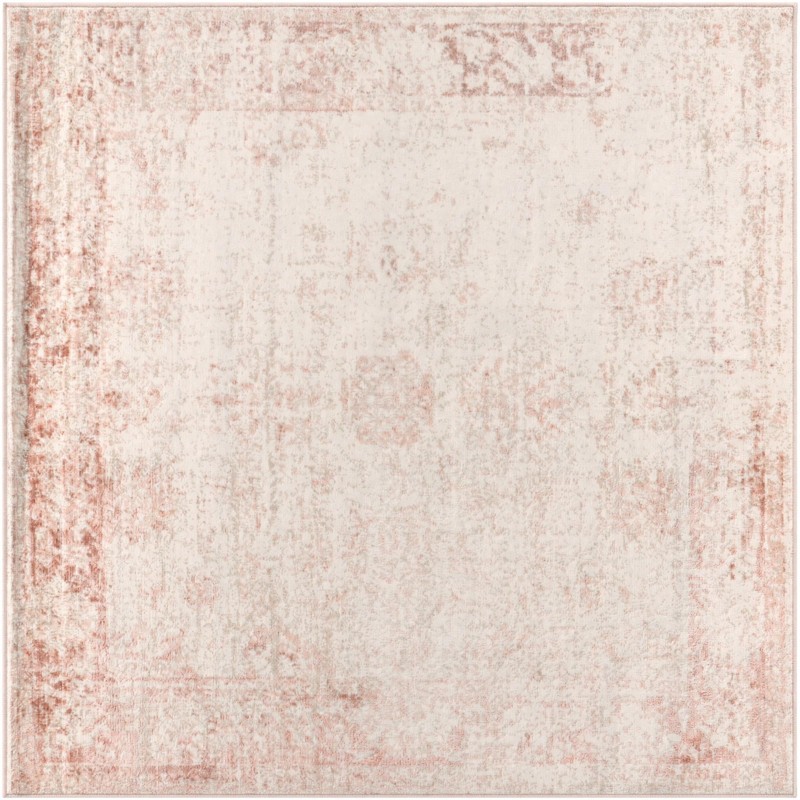 5' x 5' Blakemore · Distressed traditional rug, pink and ivory