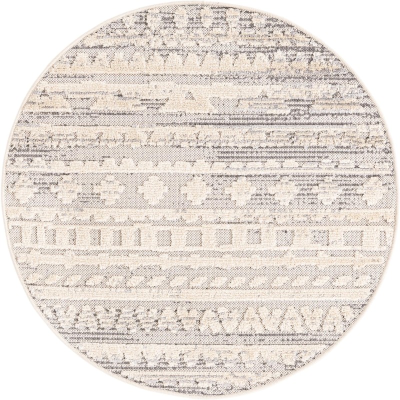 3' 3 x 3' 3 Nightingale · Tribal geometric rug, beige and gray